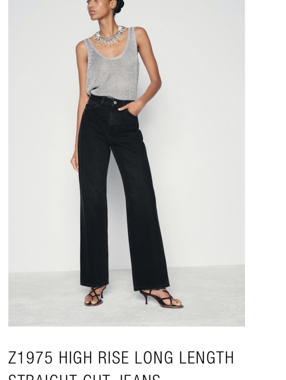 Zara Black High-Rise Wide Straight Jeans
